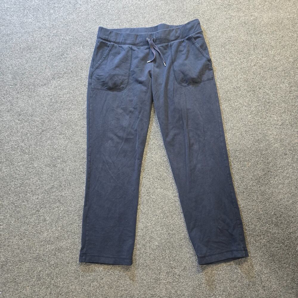 LL Bean Pants Womens Medium Petite Blue Sweatpants Pull On Lounge Comfort Casual